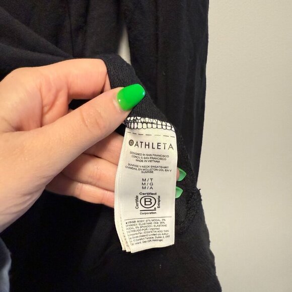 Athleta Black V Neck Sweatshirt Medium Tall - Picture 4 of 5